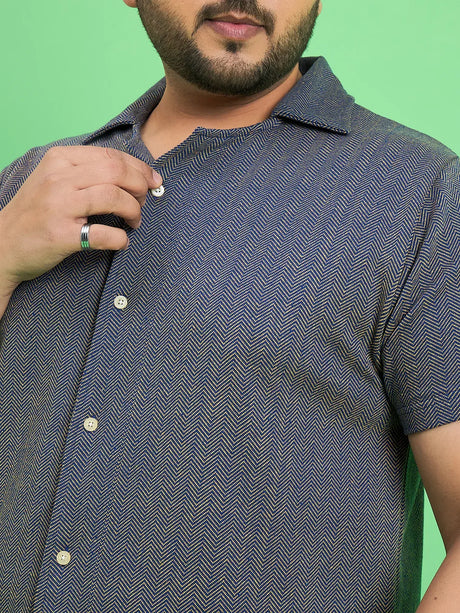 Men Plus Size Emberfall Navy Blue Solid Shirt - bigbanana