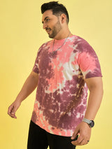 Men Plus Size Emberglow Multicolor Printed Round Neck Tshirt - bigbanana
