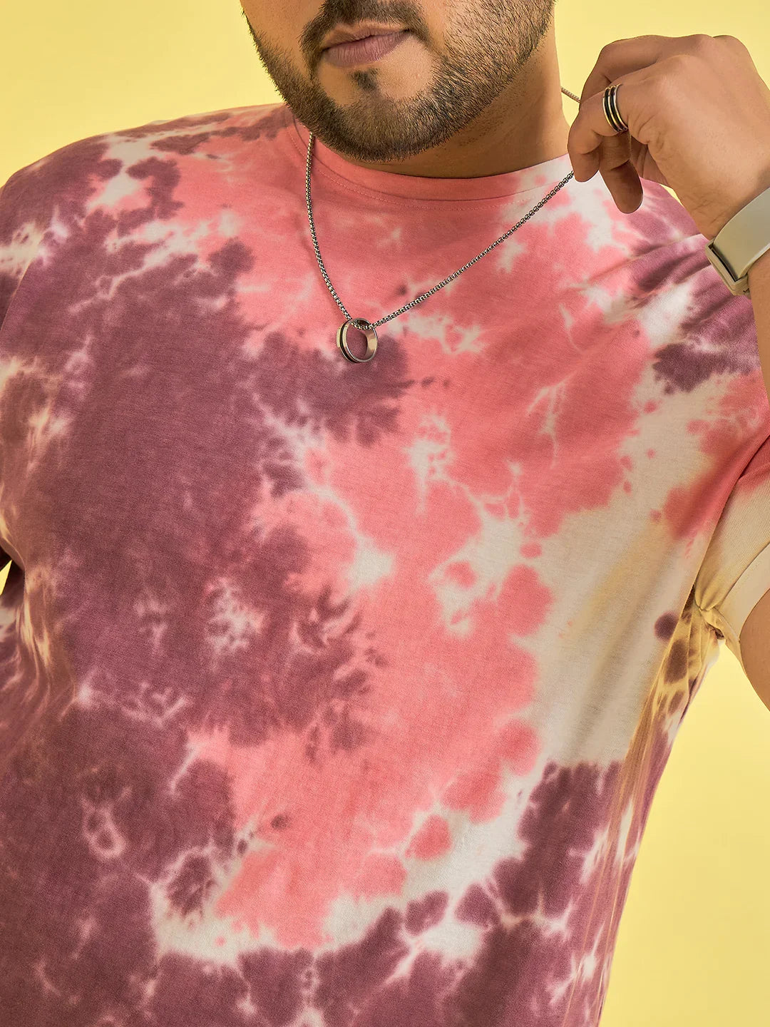 Men Plus Size Emberglow Multicolor Printed Round Neck Tshirt - bigbanana