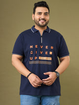 Men Plus Size Endura Navy Printed Polo Tshirt