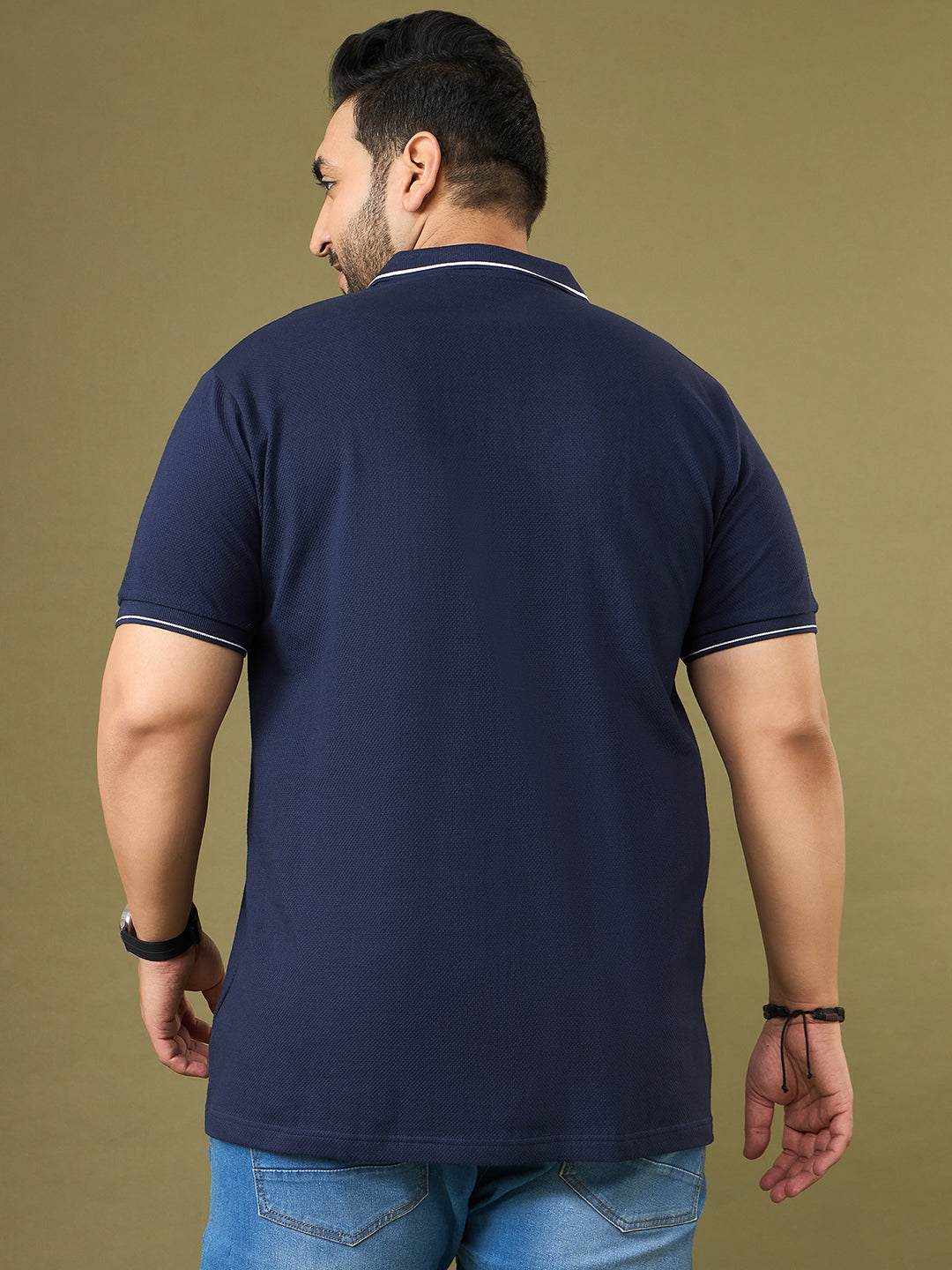 Men Plus Size Endura Navy Printed Polo Tshirt