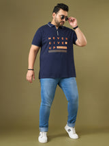 Men Plus Size Endura Navy Printed Polo Tshirt