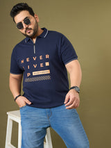 Men Plus Size Endura Navy Printed Polo Tshirt