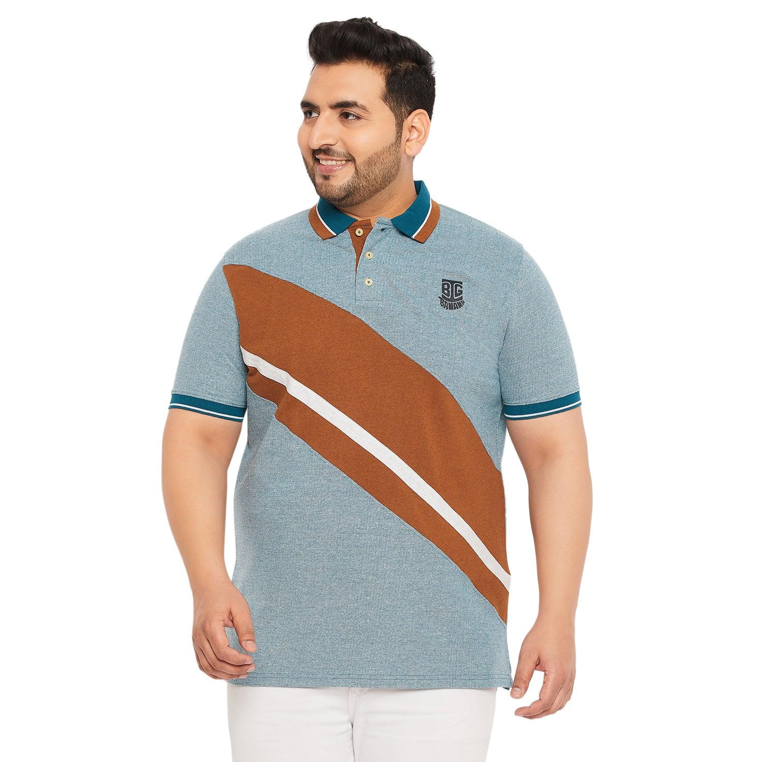 Men Plus Size Endy Colorblock Polo Tshirt - bigbanana