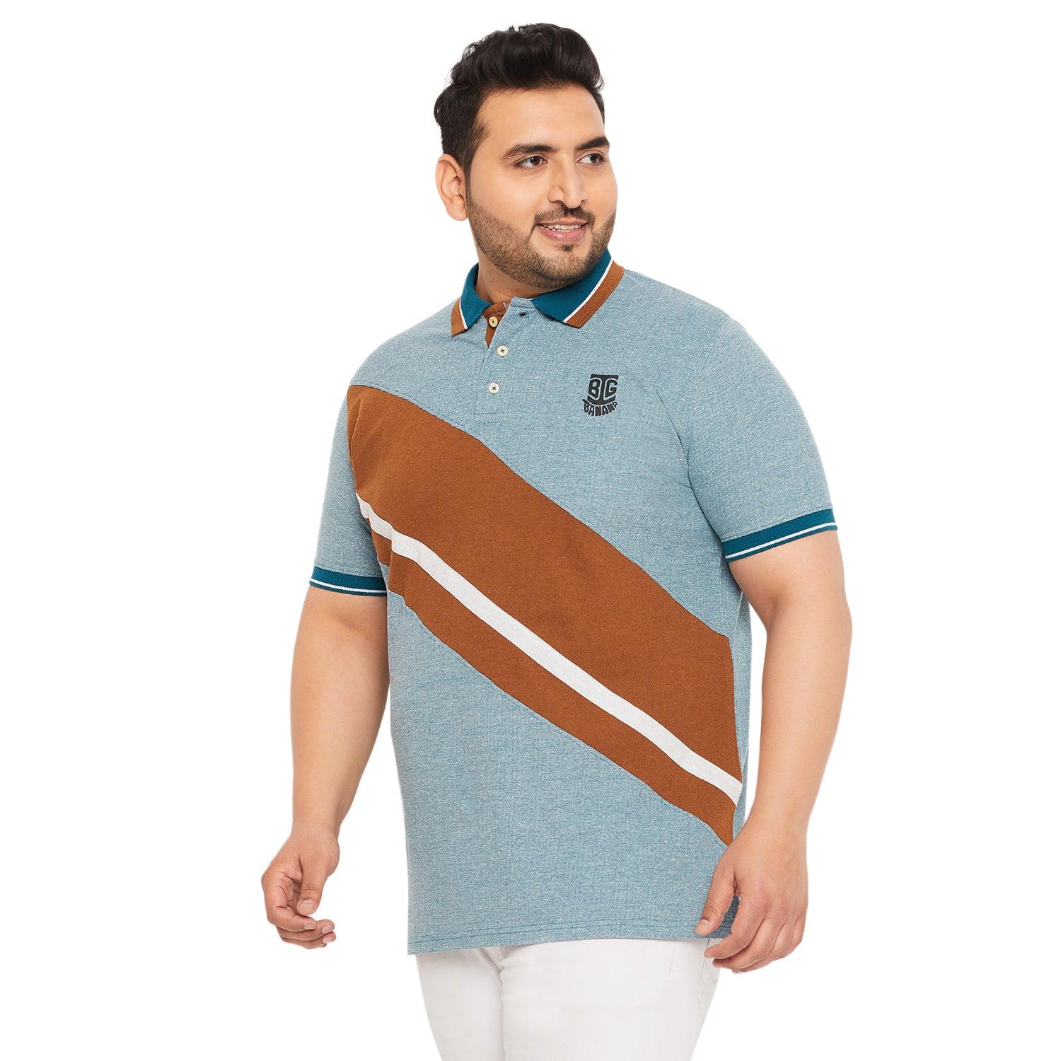 Men Plus Size Endy Colorblock Polo Tshirt - bigbanana