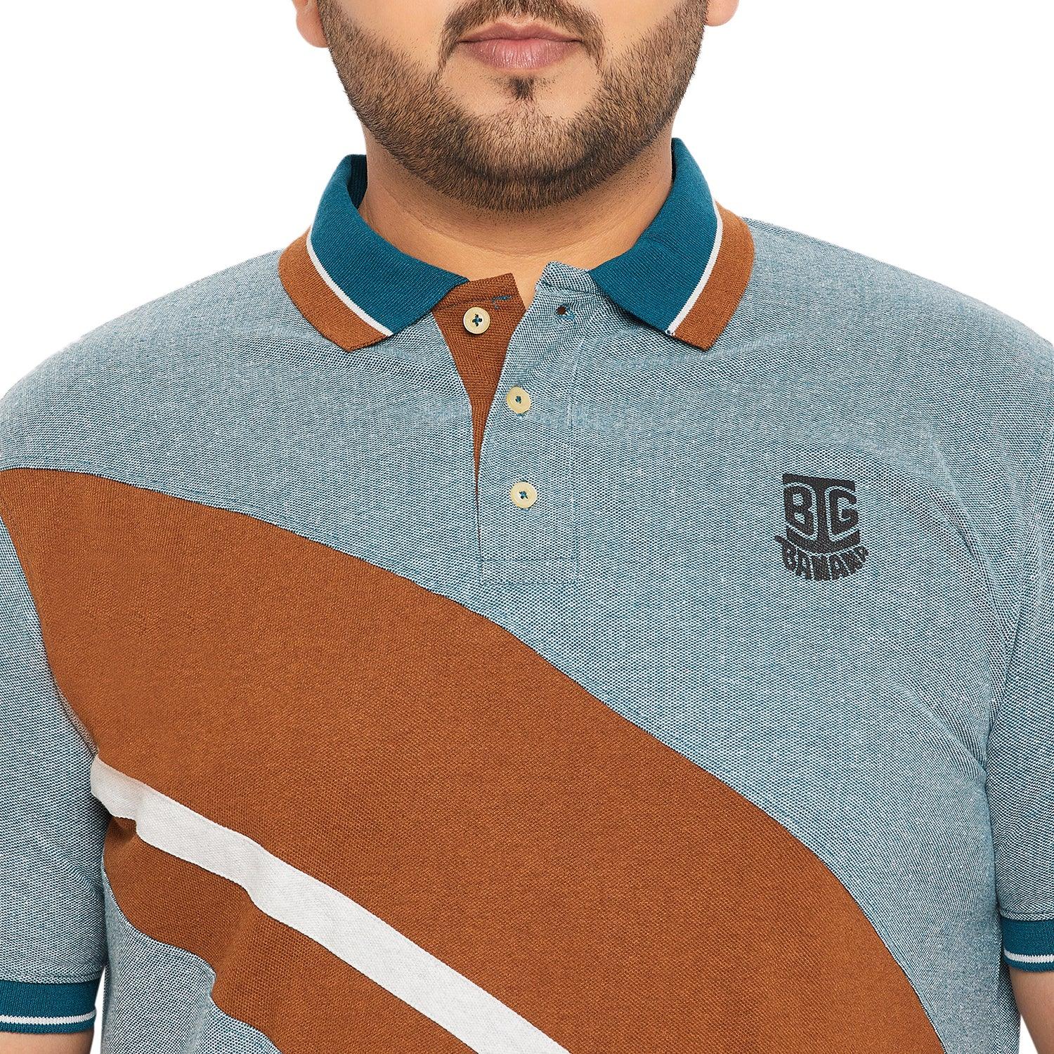 Men Plus Size Endy Colorblock Polo Tshirt - bigbanana