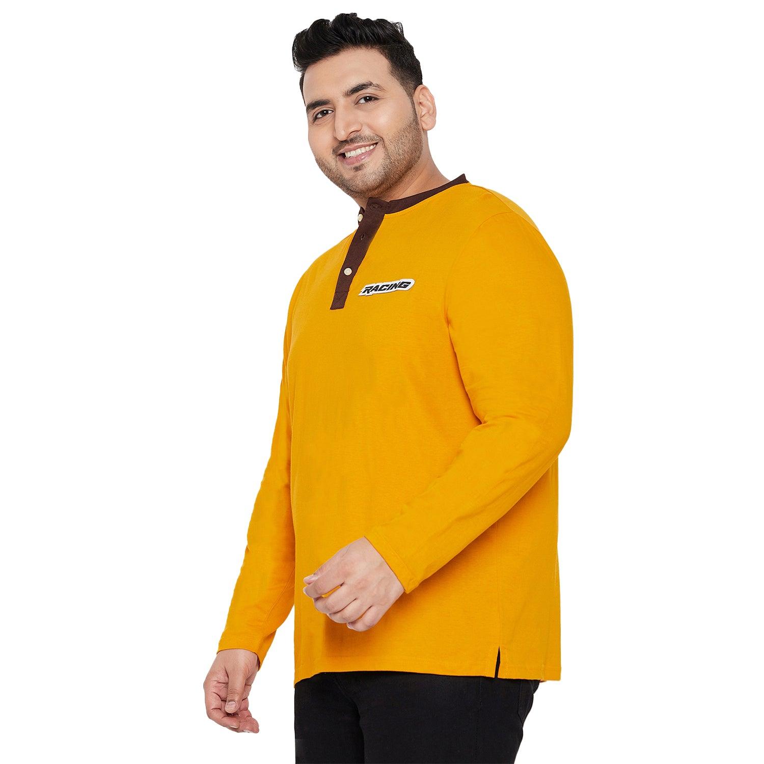 Men Plus Size Enfield Solid Henley Tshirt - bigbanana