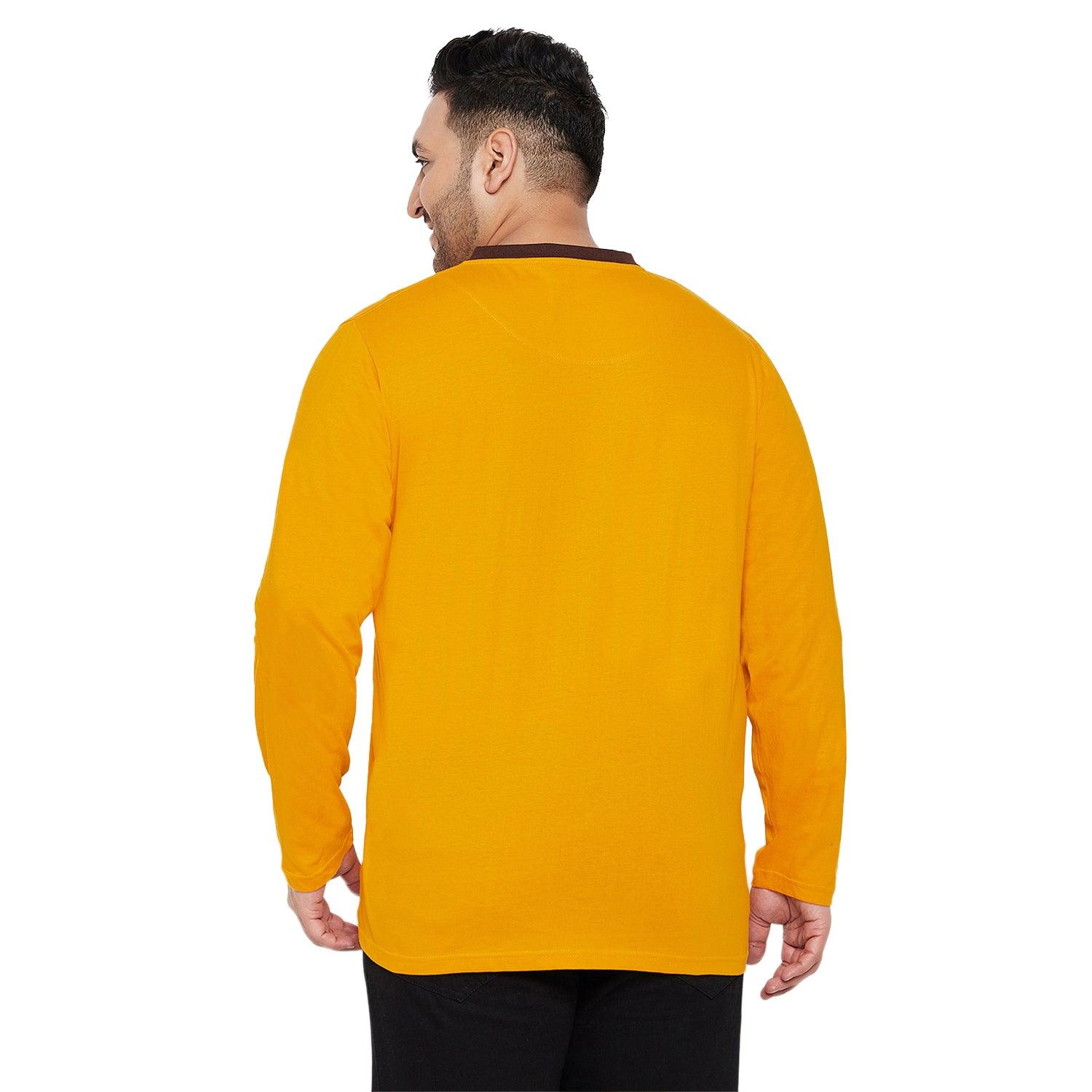 Men Plus Size Enfield Solid Henley Tshirt - bigbanana