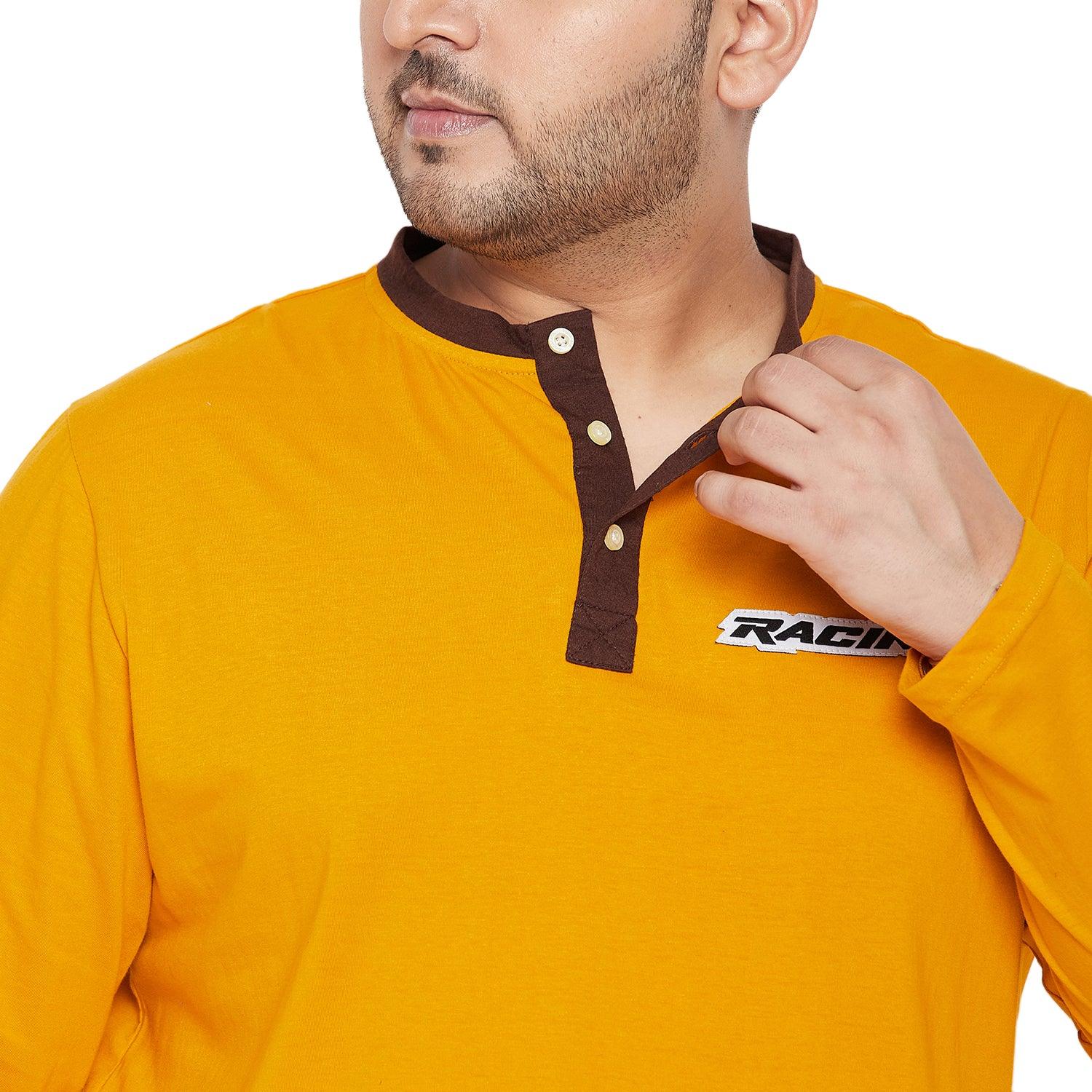 Men Plus Size Enfield Solid Henley Tshirt - bigbanana