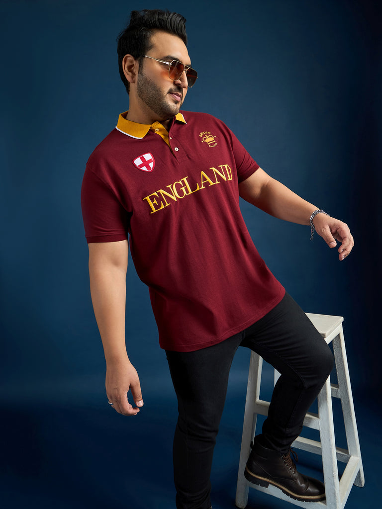 Men Plus Size England Printed Polo Tshirt - bigbanana