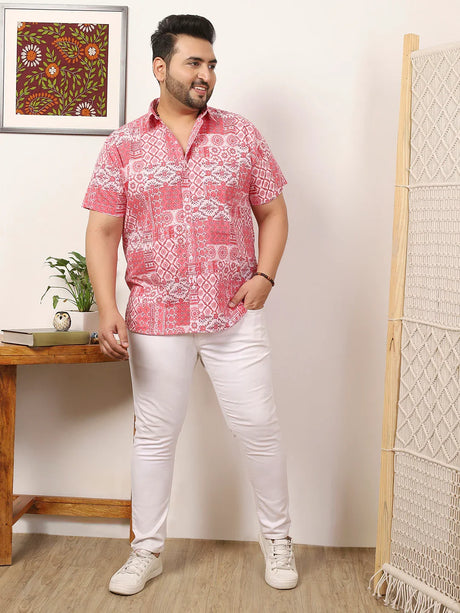 Men Plus Size Enstiq Multicolor Printed Shirt - bigbanana