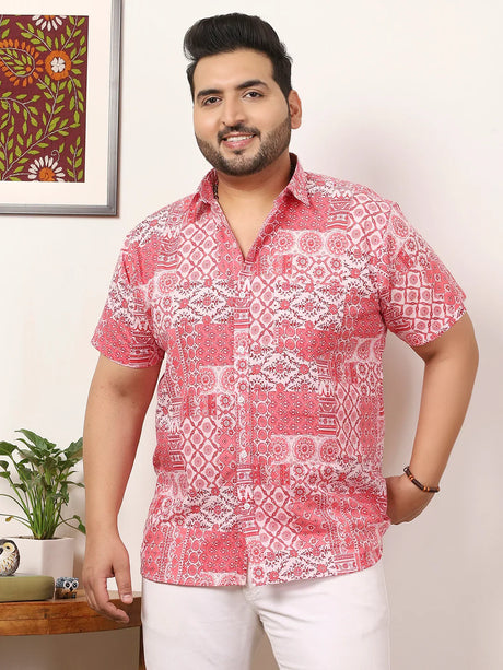 Men Plus Size Enstiq Multicolor Printed Shirt - bigbanana