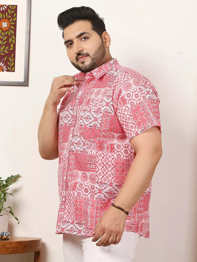 Men Plus Size Enstiq Multicolor Printed Shirt - bigbanana
