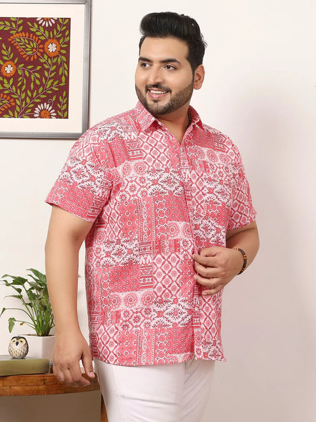 Men Plus Size Enstiq Multicolor Printed Shirt - bigbanana