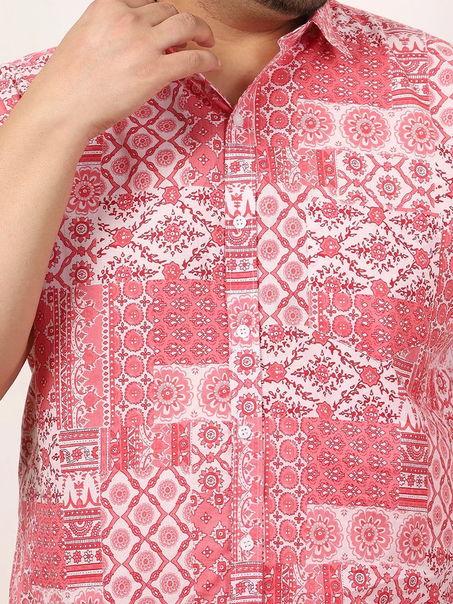 Men Plus Size Enstiq Multicolor Printed Shirt - bigbanana