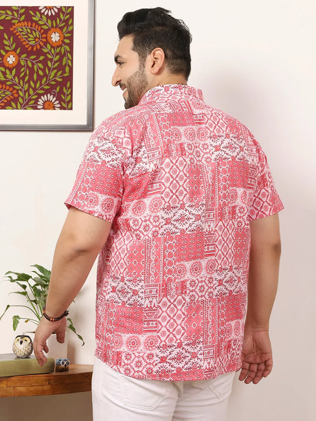 Men Plus Size Enstiq Multicolor Printed Shirt - bigbanana