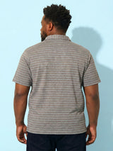 Men Plus Size Epoch Grey Striped Casual Shirt
