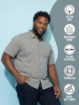 Men Plus Size Epoch Grey Striped Casual Shirt