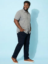 Men Plus Size Epoch Grey Striped Casual Shirt