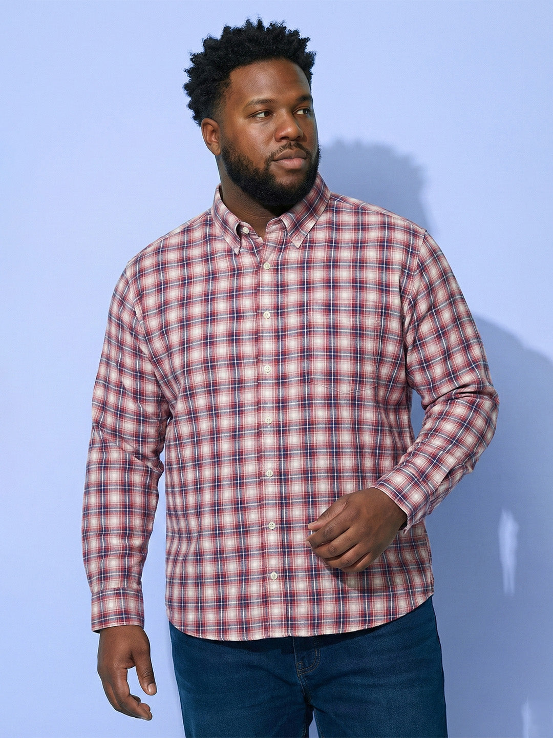 Men Plus Size Eruption Multicolor Checkered Casual Shirt