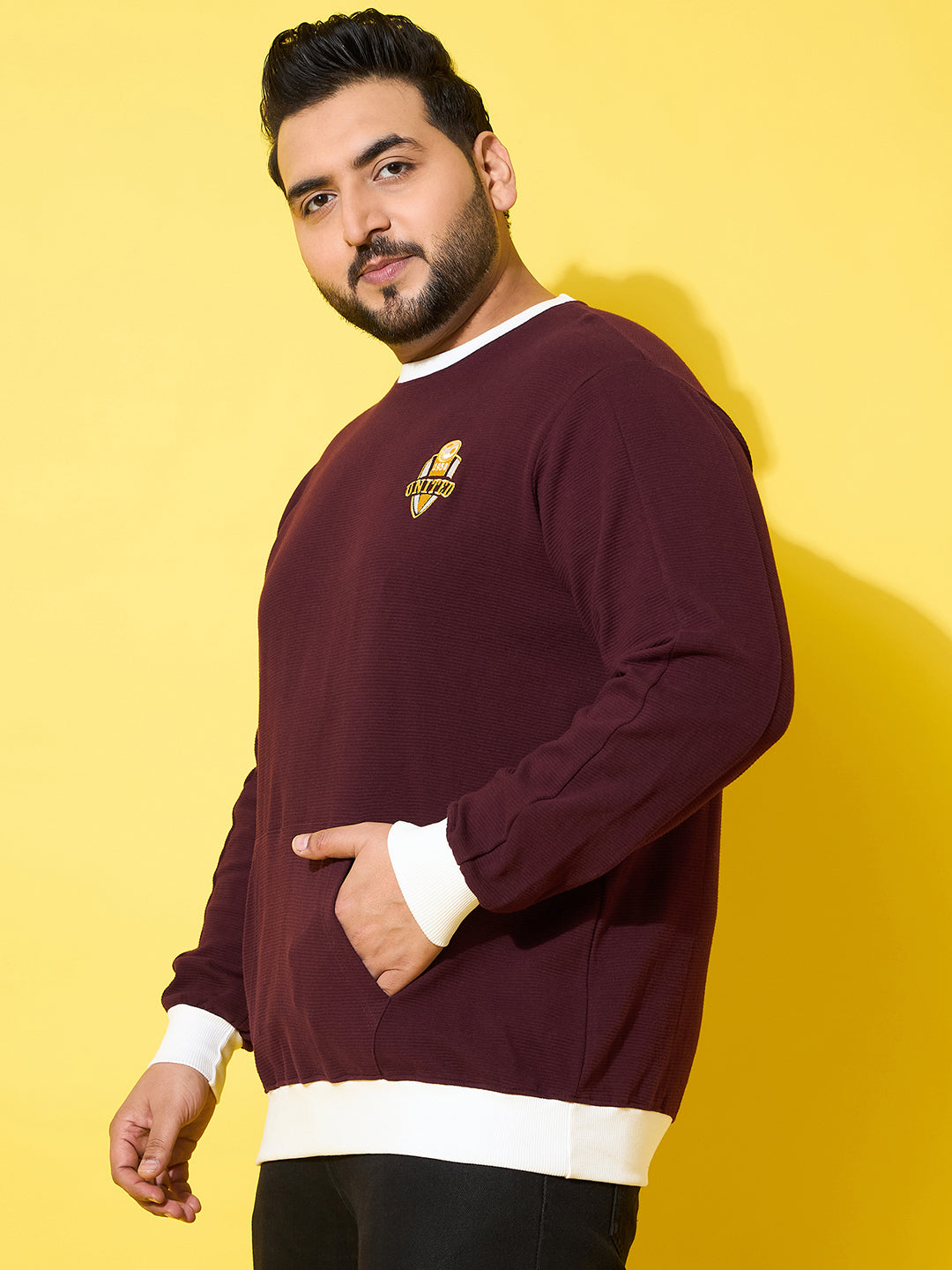 Men Plus Size Everfrost Maroon Solid Sweatshirt