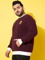 Men Plus Size Everfrost Maroon Solid Sweatshirt