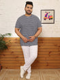 Men Plus Size Fadeon Striped Multicolored Round Neck Tshirt - bigbanana