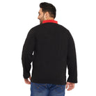 Men Plus Size Fantco-Black Solid Henley Tshirt - bigbanana