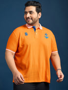 Men Plus Size Feast-Orange Solid Polo Tshirt - bigbanana