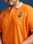 Men Plus Size Feast-Orange Solid Polo Tshirt - bigbanana