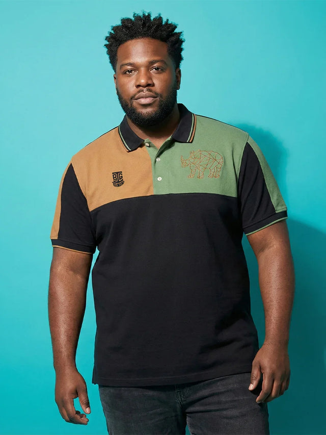 Men Plus Size Fablet Colorblock Polo Tshirt