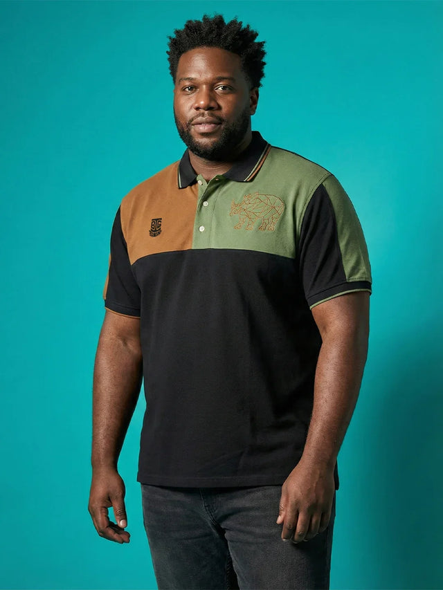 Men Plus Size Fablet Colorblock Polo Tshirt