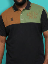Men Plus Size Fablet Colorblock Polo Tshirt