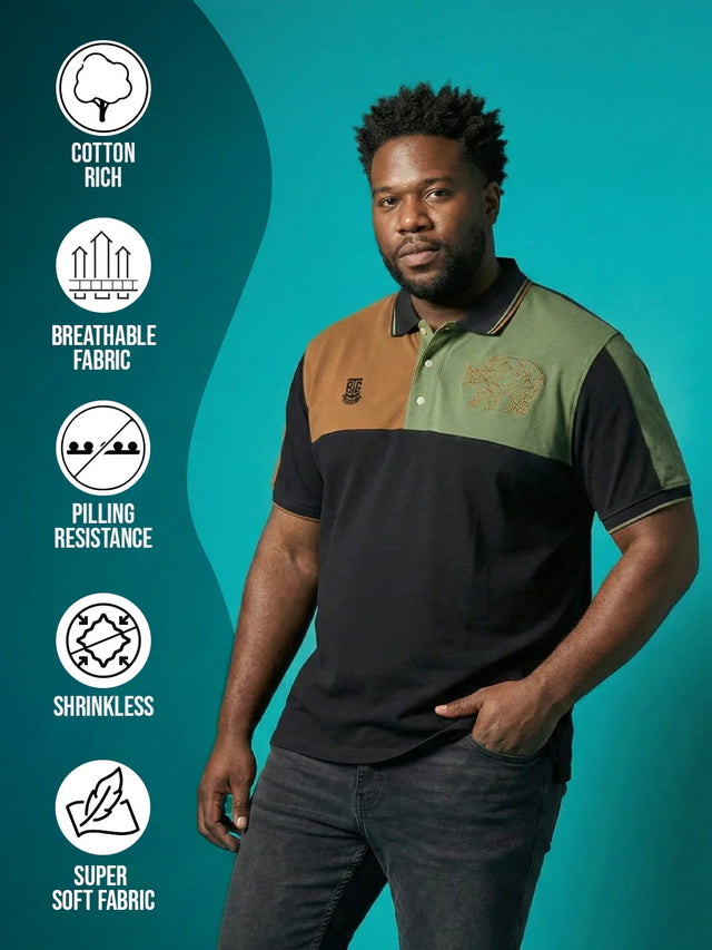 Men Plus Size Fablet Colorblock Polo Tshirt
