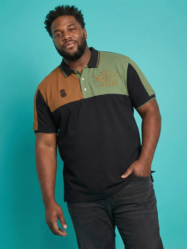 Men Plus Size Fablet Colorblock Polo Tshirt