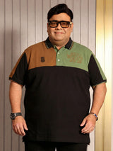 Men Plus Size Fablet Colorblock Polo Tshirt