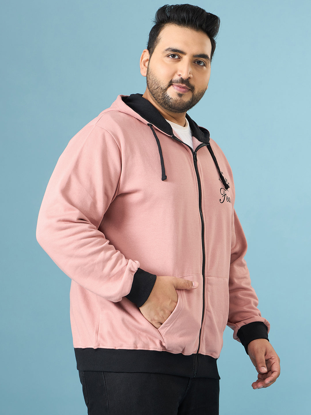 Men Plus Size  Fierce Solid Sweatshirts