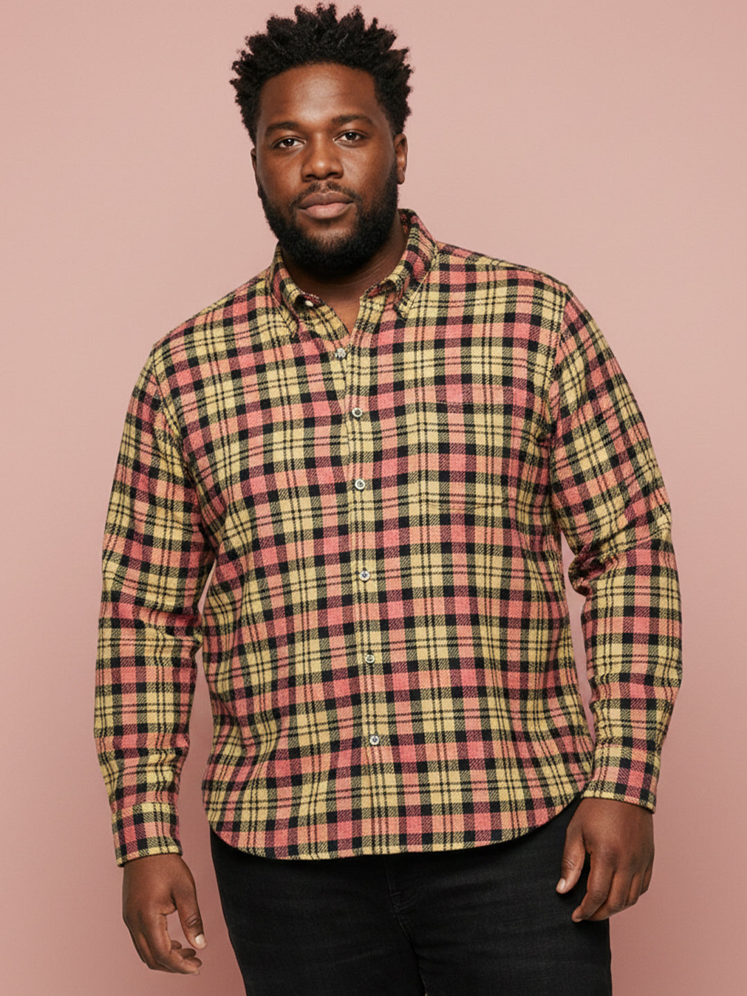 Men Plus Size Fireline Multicolor Checkered Casual Shirt