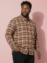 Men Plus Size Fireline Multicolor Checkered Casual Shirt