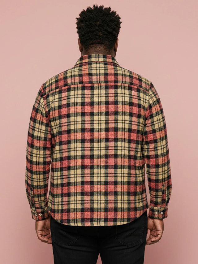 Men Plus Size Fireline Multicolor Checkered Casual Shirt