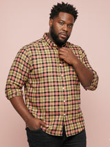 Men Plus Size Fireline Multicolor Checkered Casual Shirt