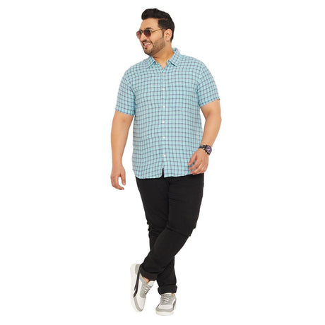 Men Plus Size Fission-Sky Check Shirt - bigbanana