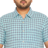 Men Plus Size Fission-Sky Check Shirt - bigbanana