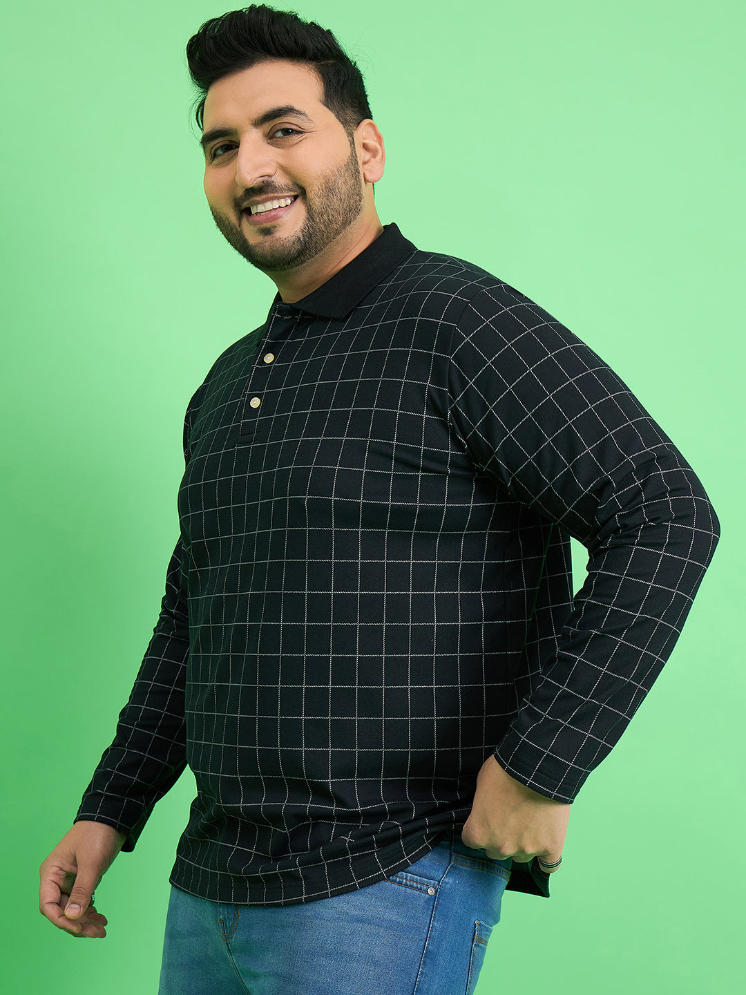 Men Plus Size Fizz Check Polo Tshirt