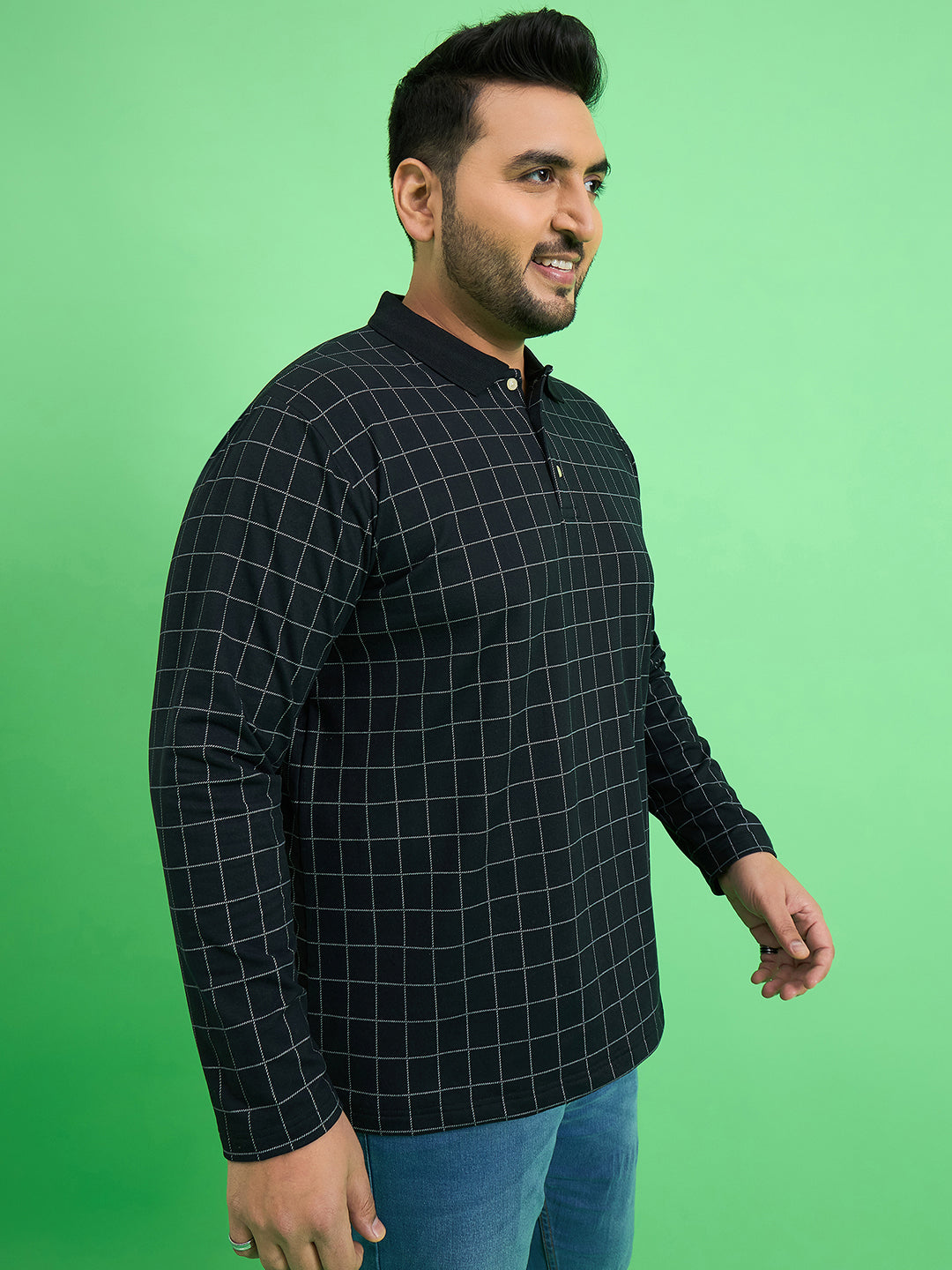 Men Plus Size Fizz Check Polo Tshirt
