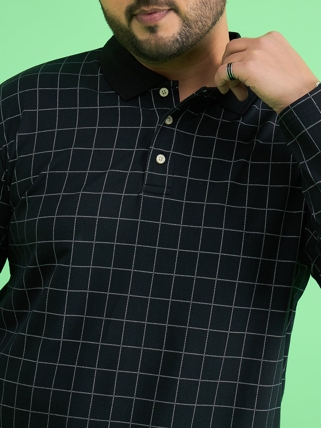 Men Plus Size Fizz Check Polo Tshirt