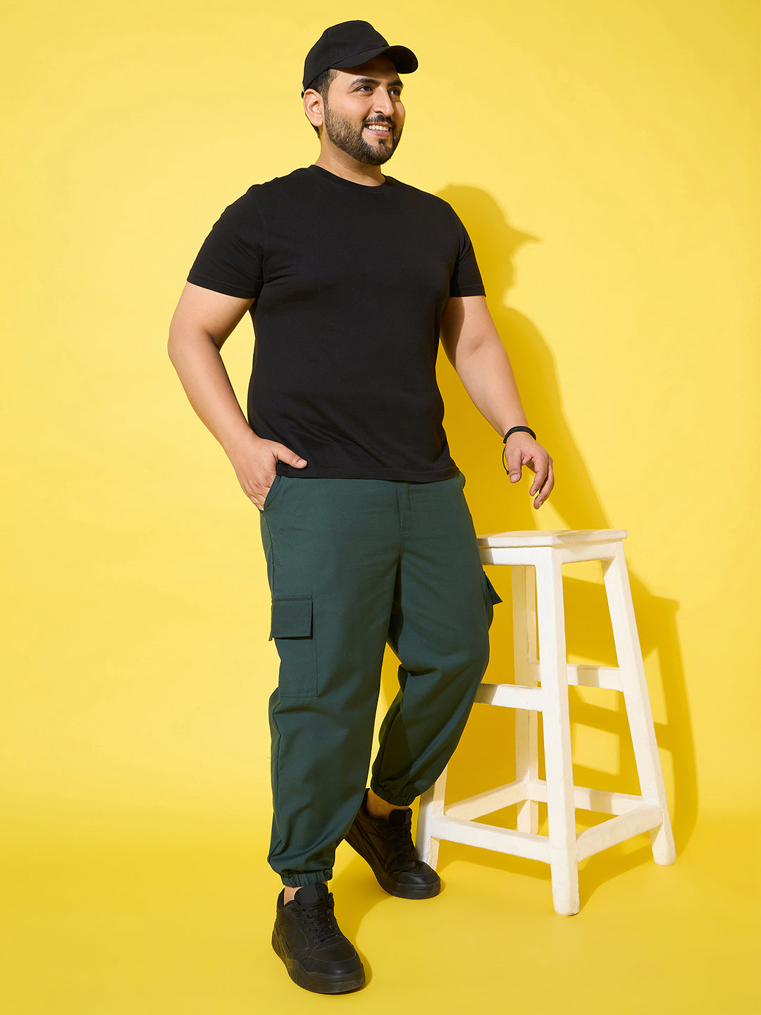 Men Plus Size Flex-Green Solid Trouser