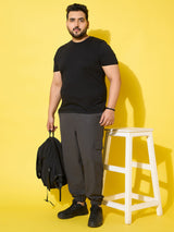 Men Plus Size Flex-Grey Solid Trouser