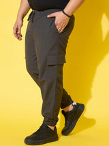 Men Plus Size Flex-Grey Solid Trouser