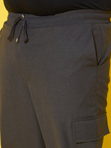 Men Plus Size Flex-Grey Solid Trouser